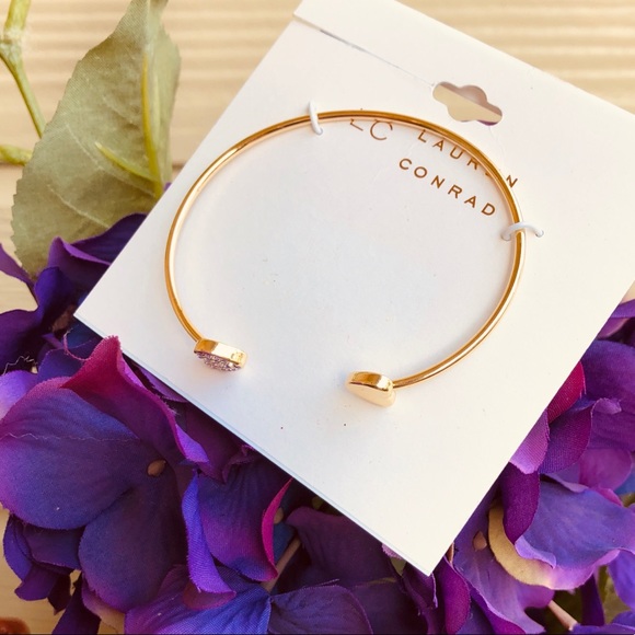 LC Lauren Conrad/Gold tone Diamond ❤️Cuff Bracelet - Picture 2 of 5